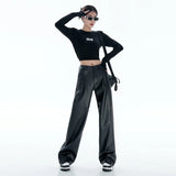 High Waist Black PU Leather Pants