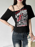 Y2k Off-shoulder Mythic Crusade T-Shirt