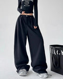 Women Cool Vintage Loose Gray High Waist Sweatpants