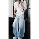 Gradient Patchwork Washed Blue Jeans