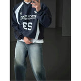 Oversized V-Neck Sports Sweatshirt