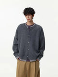 Retro Knitted Fake Two Piece Button Up Cardigan