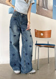 Wardrobe Staple Floral High Waist Wide Leg Jeans