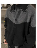Men's Black Colorful Retro Knit Sweater