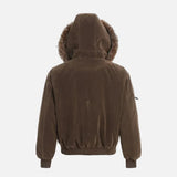 Plush Thick Spliced Faux Fur Collar Hooded Jacket
