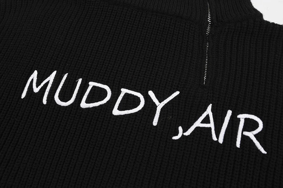 Y2k Letter Embroidery Turtleneck Sweater