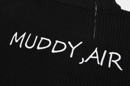Y2k Letter Embroidery Turtleneck Sweater