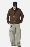 Vintage Metal Buckle Loose Bomber Jacket
