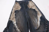 Vintage Ripped Washed Patchwork Denim Jeans