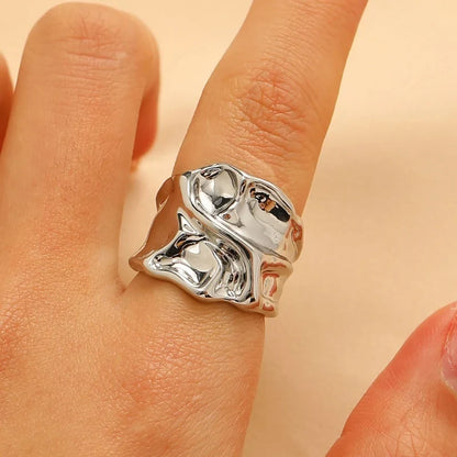 Y2K Vintage Irregular Pleated Open Ring