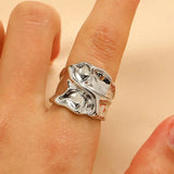 Y2K Vintage Irregular Pleated Open Ring