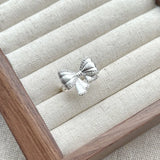 Adjustable Crystal Bow Silver Ring