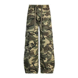 Streetwear Elastic Waist Vintage Camo Cargo Pants
