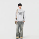 Cozy Horse Print Crew Neck Classic Sweater