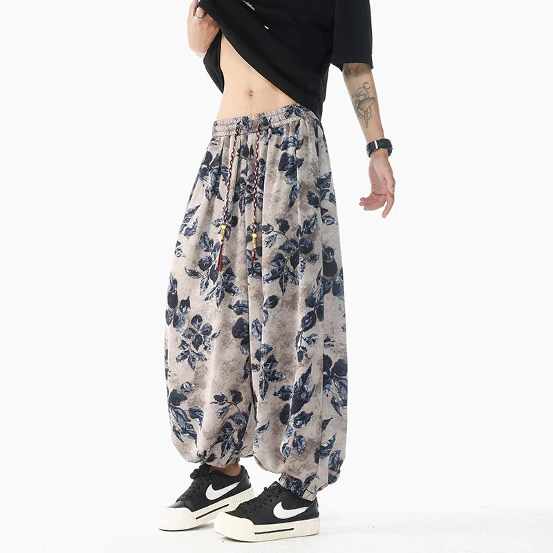 Comfortable Chinese Style Printed Harem Pants
