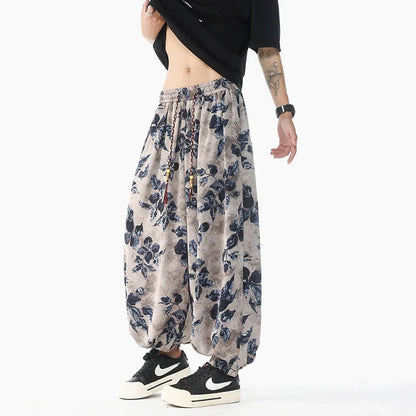 Comfortable Chinese Style Printed Harem Pants