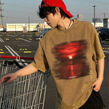 Vintage Sunset Graphic Print Distressed T-Shirt