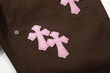 Pink Cross Straight-leg Gothic Pants