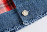 Vintage Plaid Loose Denim Jacket