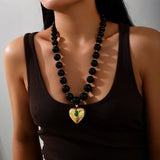 Music Vacation Retro Heart Beaded Necklace