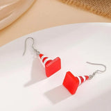 Vibrant Red Road Cone Drop Earring