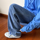 Ankle-length Baggy Washed Denim Pants