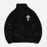 Winter Hip Hop Printted Faux Fur Parkas Jacket