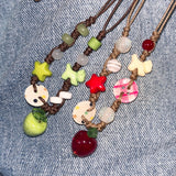 Handmade Ceramic Green Apple Pendant Necklace