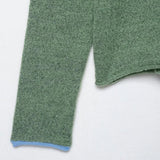 Cozy Soft Green Knitted Polo Collar Sweater