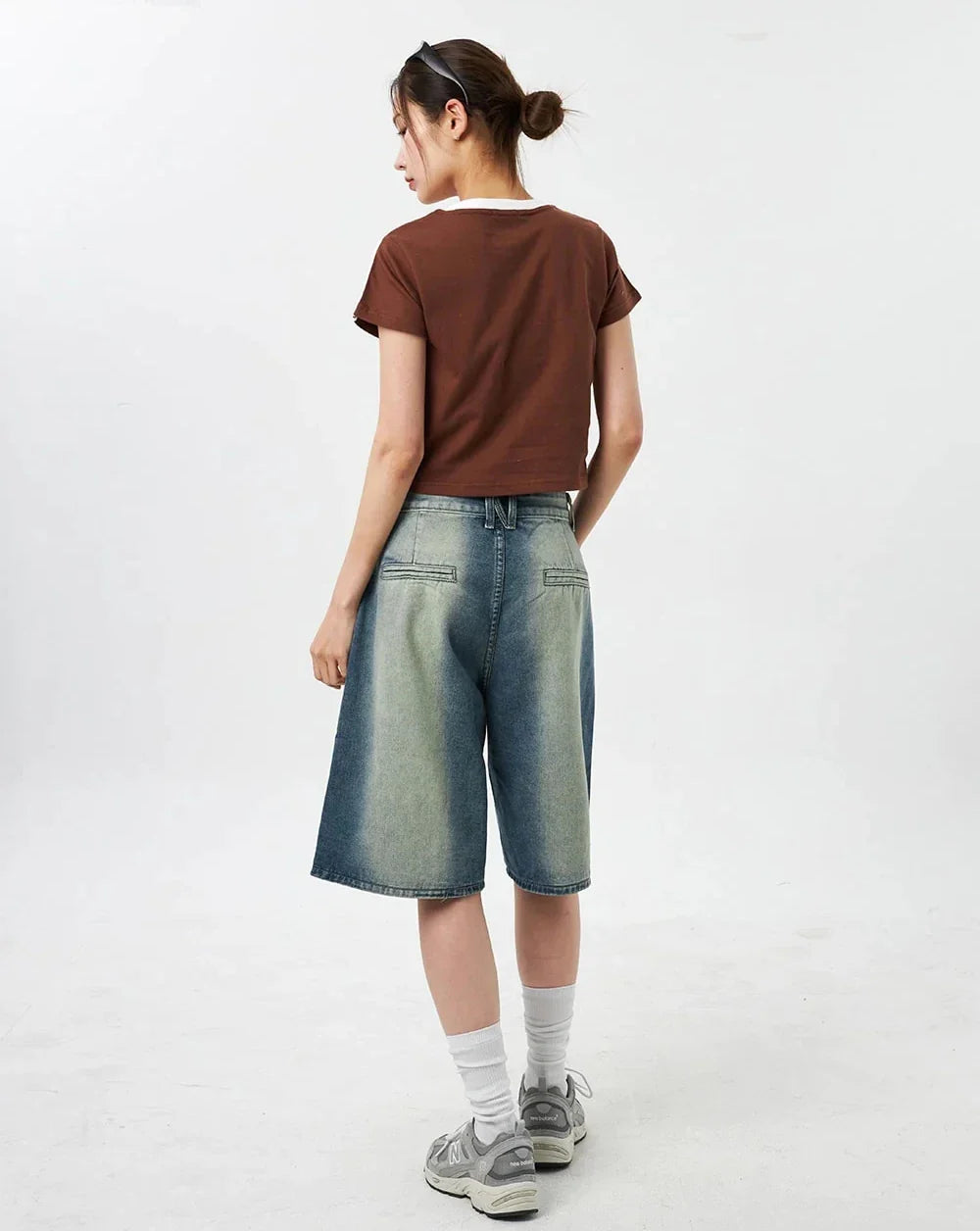 Vintage Ombre Wide Leg Denim Short