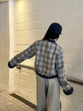 Retro Checkered Patchwork Loose Varsity Jacket