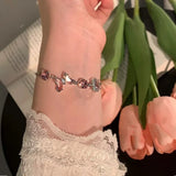 Exquisite Colorful Zircon Heart Butterfly Bracelet