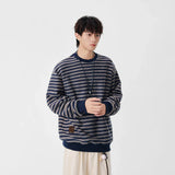 Y2K Striped Oversized Crew Neck Sweatshirt