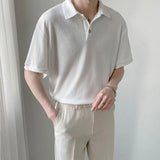Classic Solid Color Korean Style Button Polo T-Shirt