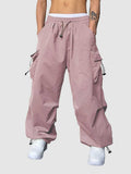 Loose Solid Drawstring Cargo Pants
