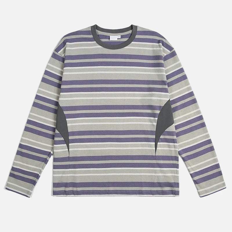 Striped Japanese Minimalist Long Sleeve T-Shirt
