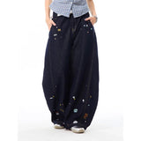 Comfortable Hip Hop Kpop Cartoon Print Wide Leg Jeans