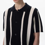 Streetwear Cool Luxury Striped Hollow Out Cardigan