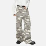Y2K Camouflage Print Draped Floor Wide Leg Jeans