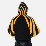 Y2K Breathable Flannel Stripe Patchwork Hoodie