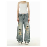 Y2K Durable Distressed Denim Flare Jeans