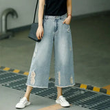 High-Waist Ripped Capri Jorts