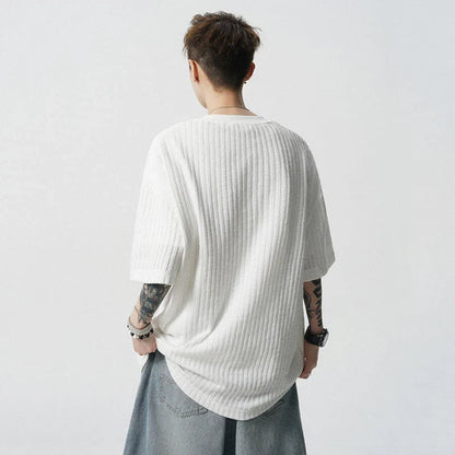 Cool Button Design Solid Color Round T-Shirt