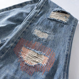 Blue Distressed Flared Denim Jeans