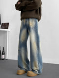 Retro Straight & Sleek Cyber Blue Tie Dye Jeans