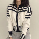 Women Chic Vintage Striped Cropped Cardigan