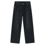 Vintage Distressed Straight Leg Denim Jeans