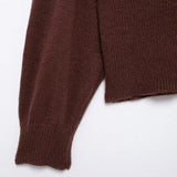 Flattering Y2K Brown Knitted V-Neck Cardigan