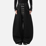 Y2K High Waist Buttoned Boot Cut Denim Jeans