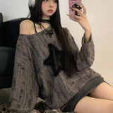 Y2K Starburst Distressed Long-Sleeve T-Shirt